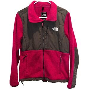 North Face Women's Retro Denali Jacket Medium Polartec Zipper‎ Fleece Pink Gray